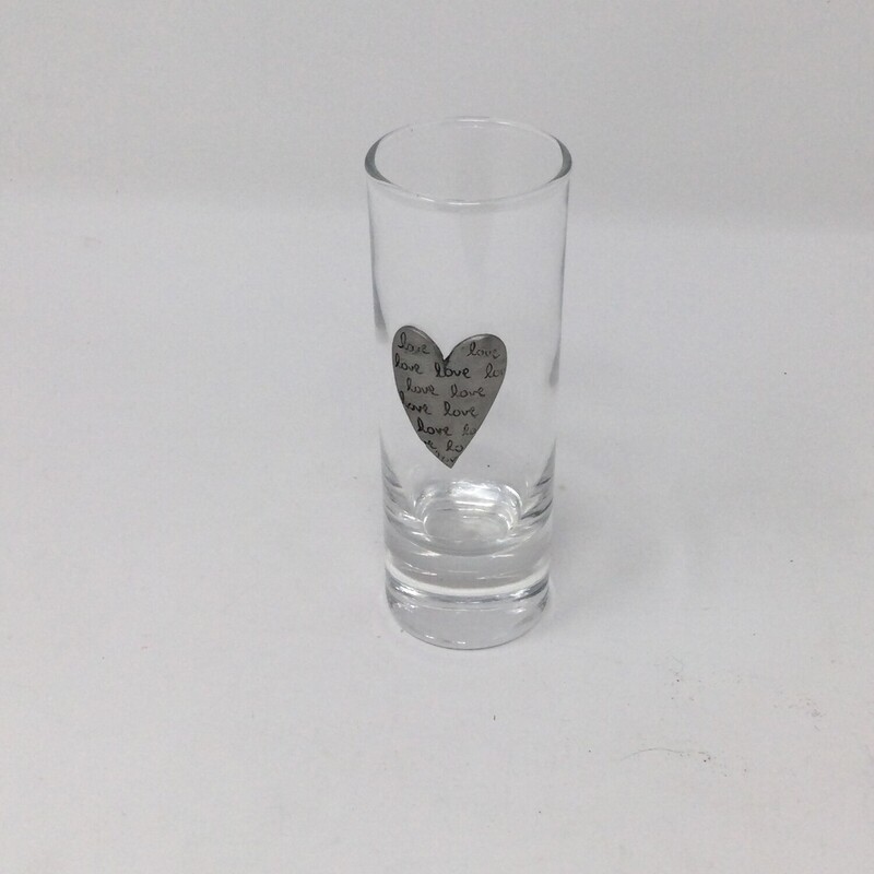 Glass Vase W/heart, Clear, Size: 4in