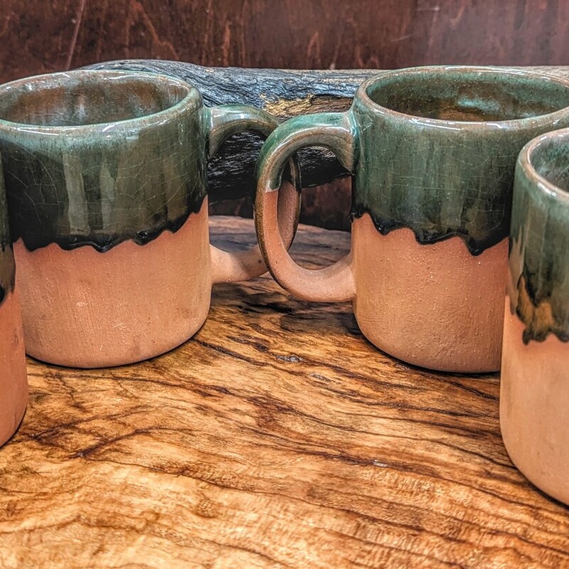 Set of 4 Drip Pottery Mugs
Green Brown Size: 5 x 3.5H
Matching cups and pitcher sold separately