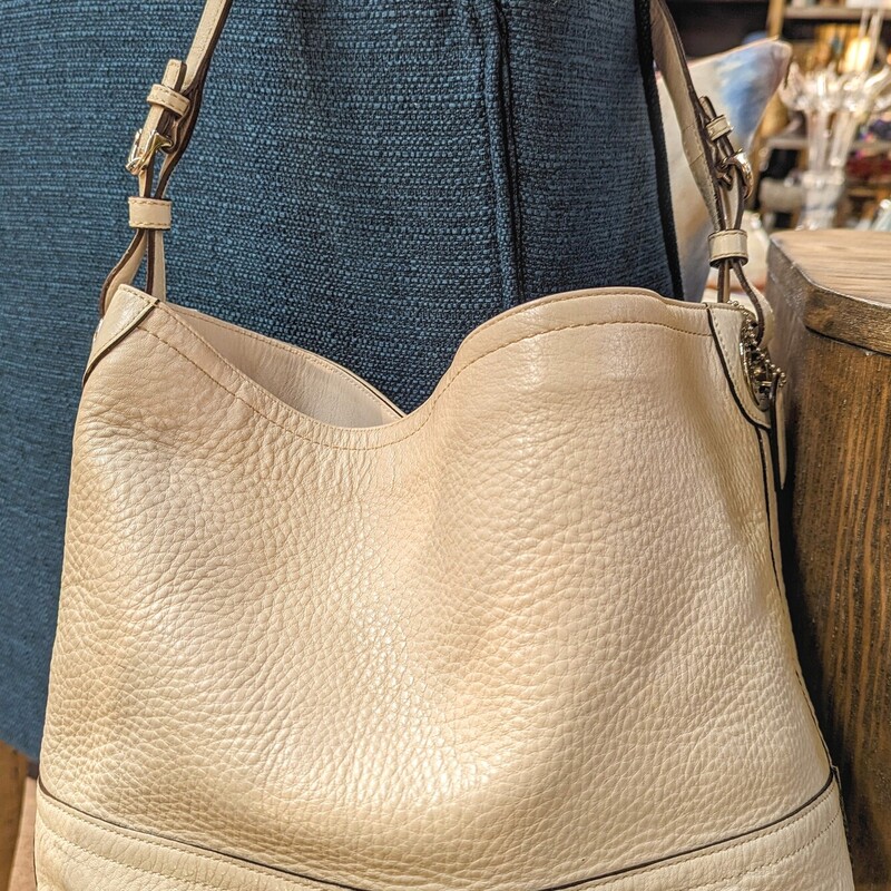 Coach Pebbled Satchel Handbag
Cream Silver Size: 15 x 11H
As Is - some light wear
