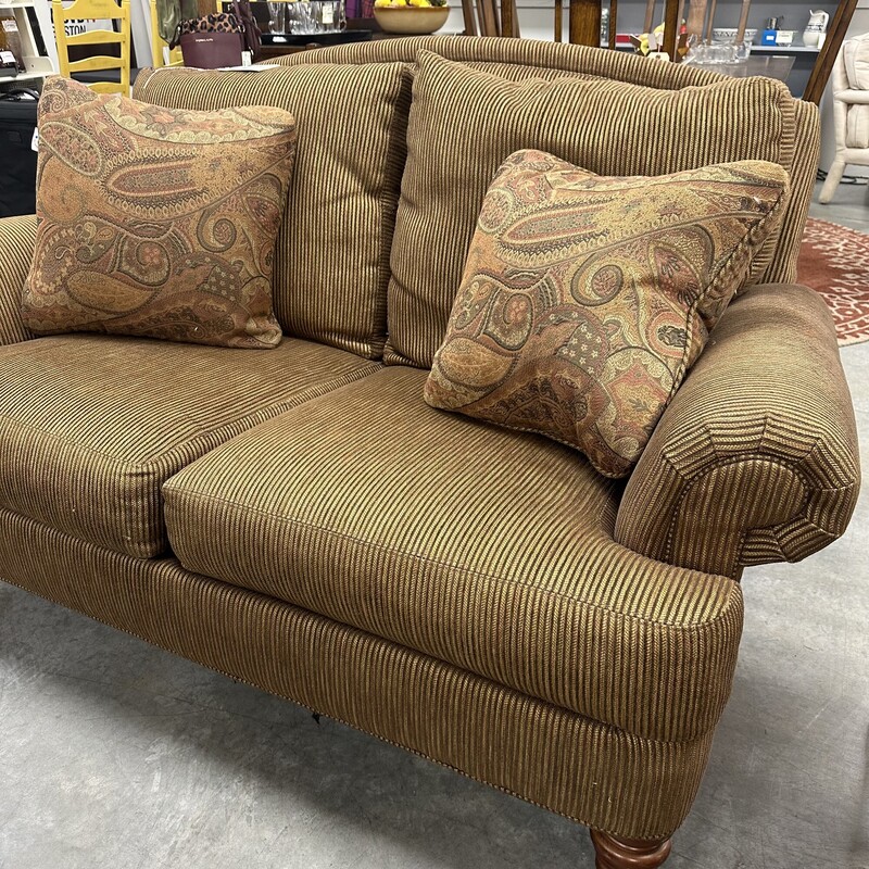 Ethan Allen Upholstered Sofa, Brown Striped<br />
Size: 65L