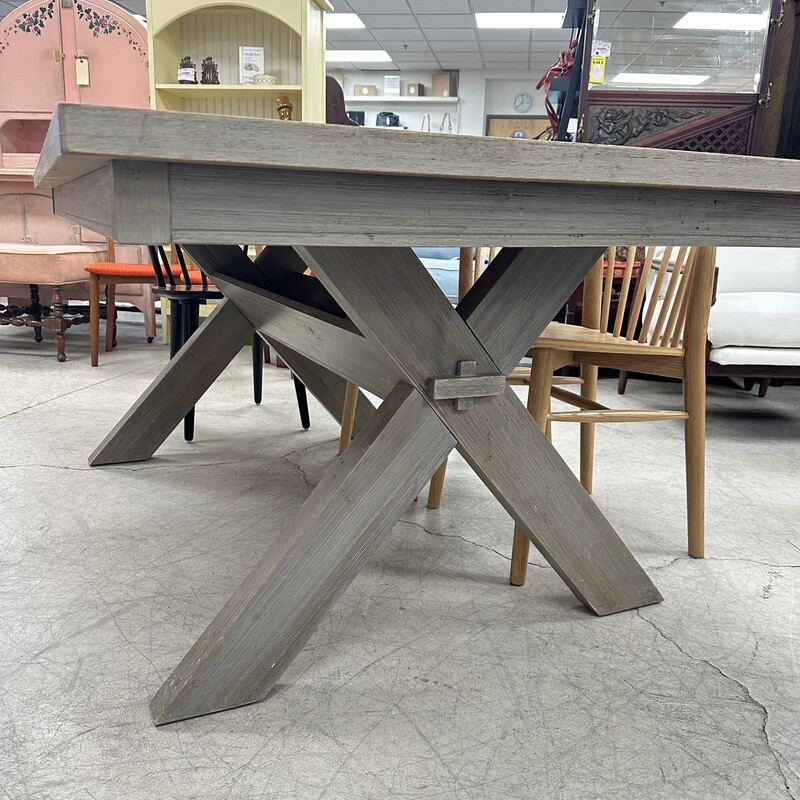 Trestle X Base Dining Room Table, Grey<br />
Size: 70x42x30