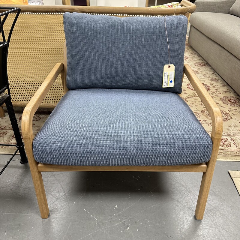 Blue Lounge Chair, Oak Chair