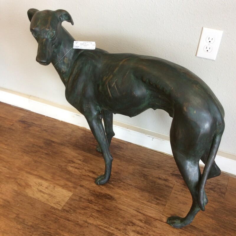 Life size Greyhound Dog Statue, Verdigre, Size: 32h