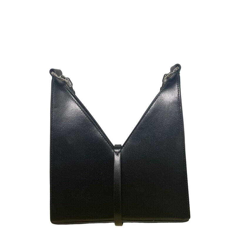 GIVENCHY<br />
Mini Cut Out<br />
Style: Shoulder Bag<br />
Color: Black<br />
Material: Leather<br />
Made: Italy<br />
Code: GA-F-0281<br />
Dimesnions: W 8 D 2.5 H 9<br />
*ASIS<br />
Missing long strap