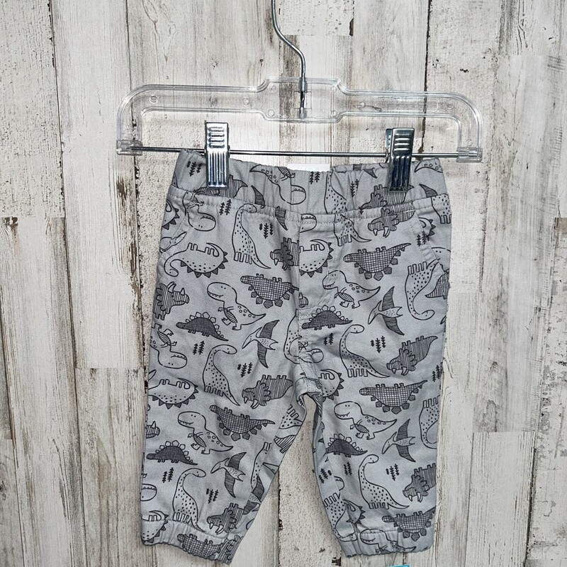 3/6M Grey Dino Print Pant, Grey, Size: Boy 0-9m