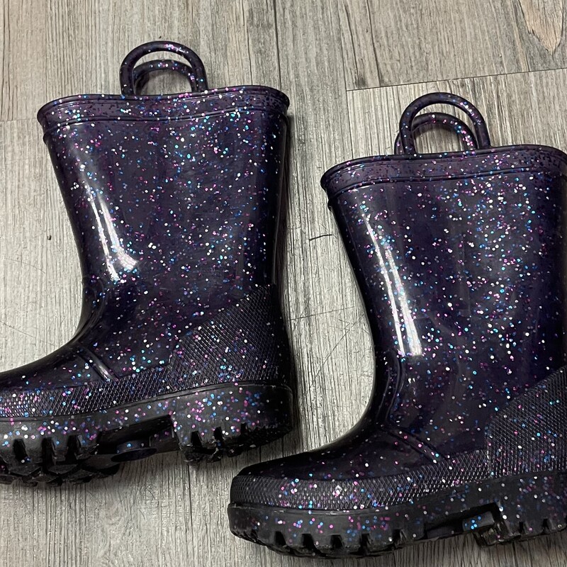 Glitter Rain Boots, Purple, Size: 6T