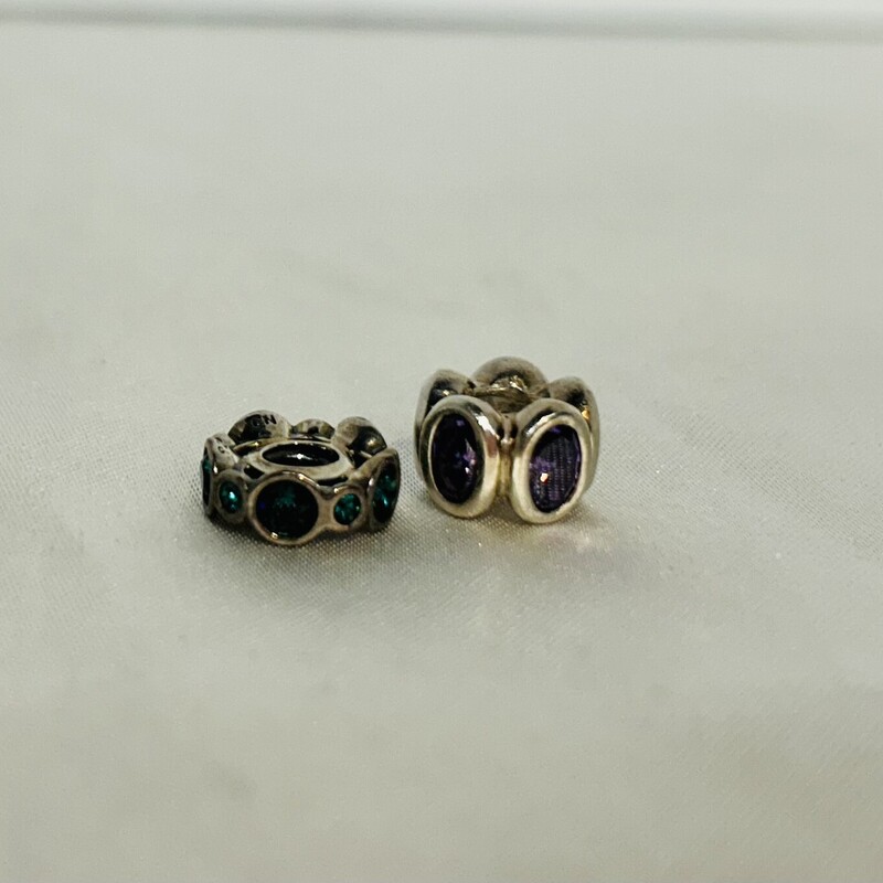 Set of 2 Pandora Jewel Spacer Charms
Silver Green Purple Size: Small
