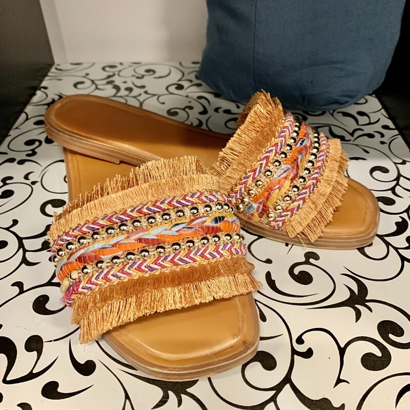 Aldo Slipper Sandals,
Colour: Multi tan,
Size: 7.5