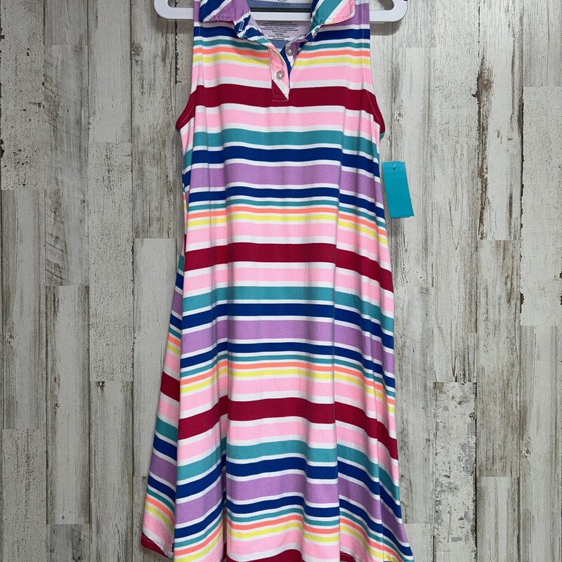 10/12 Colorful Stripe Dre, White, Size: Girl 10 Up