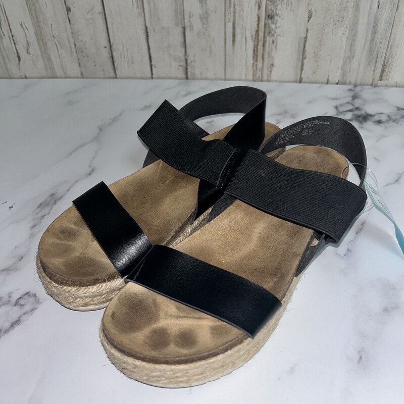 A9 Black Platform Sandal, Black, Size: Shoes A9