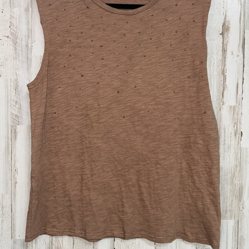 S Brown Studded Tank, Brown, Size: Ladies S