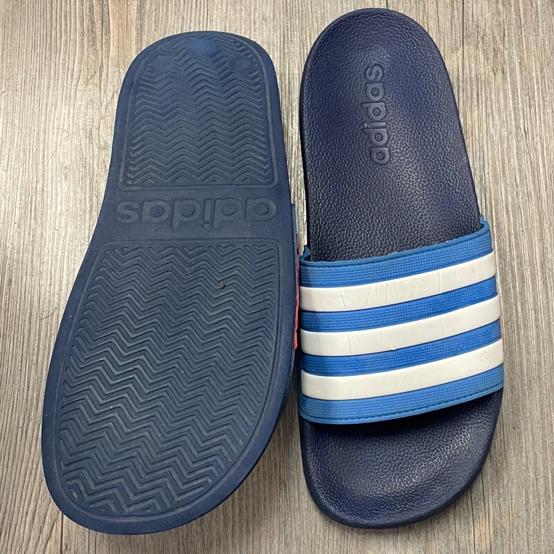 Adidas Slides, Blue, Size: 5Y