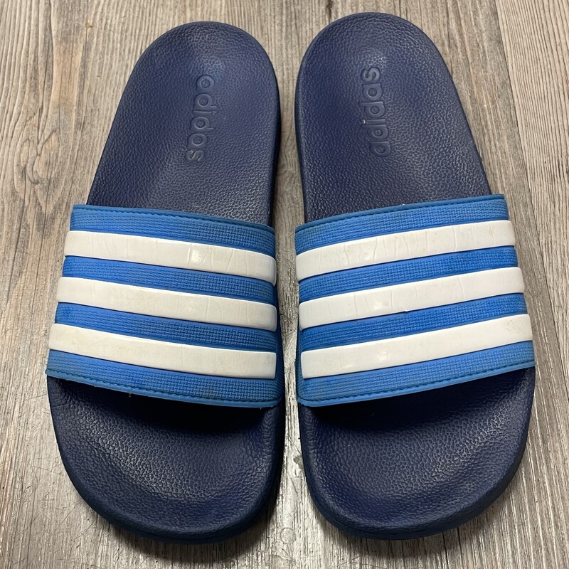 Adidas Slides, Blue, Size: 5Y