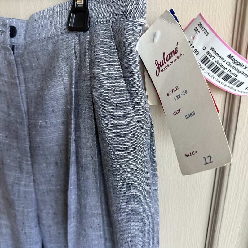 NWT Julane Pants, Grey, Size: 12<br />
New with Tag<br />
All sales final<br />
shipping available<br />
free in store pick up within 7 days of purchase