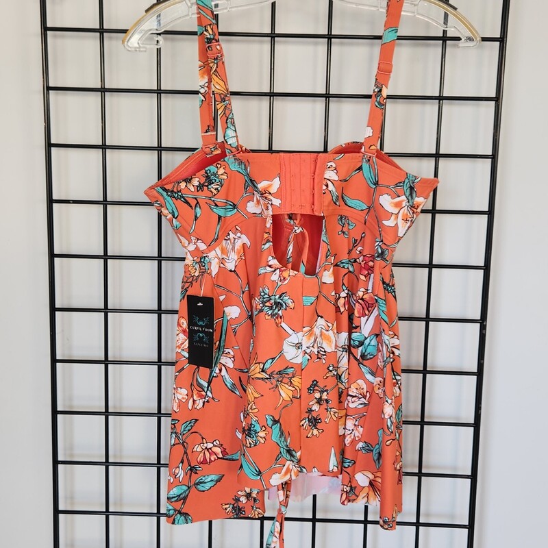 Cactus Tankini, Orange/Floral, Size: XL