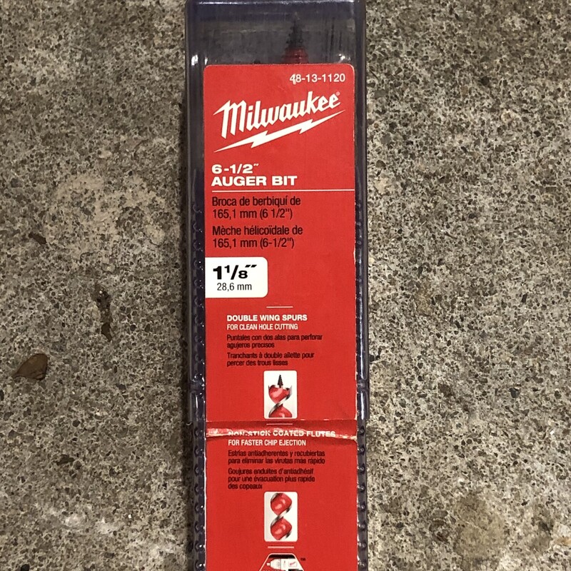 Milwaukee 48-13-1120 1-1/8 in. x 6-1/2 in. Auger Bit.

*NEW IN PACKAGE*