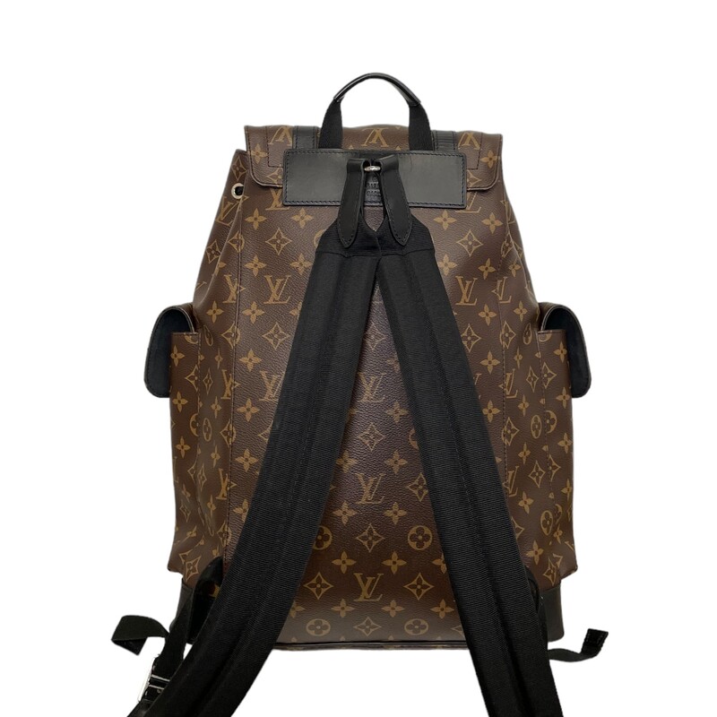 Louis Vutton Christopher Backpack<br />
Monogram canvas body<br />
Adjustable shoulder straps<br />
Cowhide leather trim<br />
Silver color metallic pieces<br />
Flap opening<br />
Press stud and drawstring closure<br />
Textile lining<br />
2 side pockets<br />
Internal zipped pocket<br />
2 internal flat pockets<br />
Handle:Single<br />
<br />
Size MM<br />
Dimensions: 15 x 17.3 x 8.3 inches<br />
(length x Height x Width)<br />
Year: Microchip
