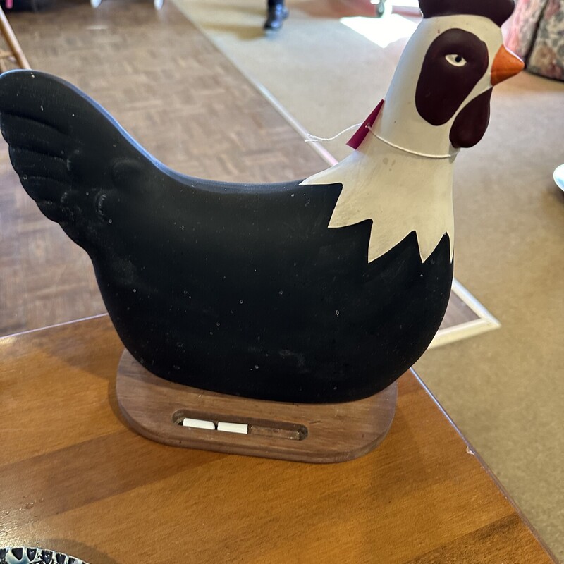 Chicken Chalk Board

Adorable chicken chalkboard!  Chicken sits on a wood platform with a place to hold the chalk.

Size: 11 in wide X 12 in high X 6 in deep