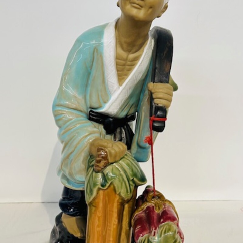 Ceramic Wan Jiang Asian Woman Carrying Yoke
Blue Gray Green Yellow Red Size: 6 x 13.5H
Coordinating man statue sold separately