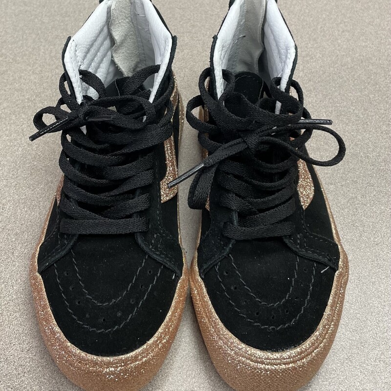 Vans Suede Glitter Shoes, Black, Size: 11Y