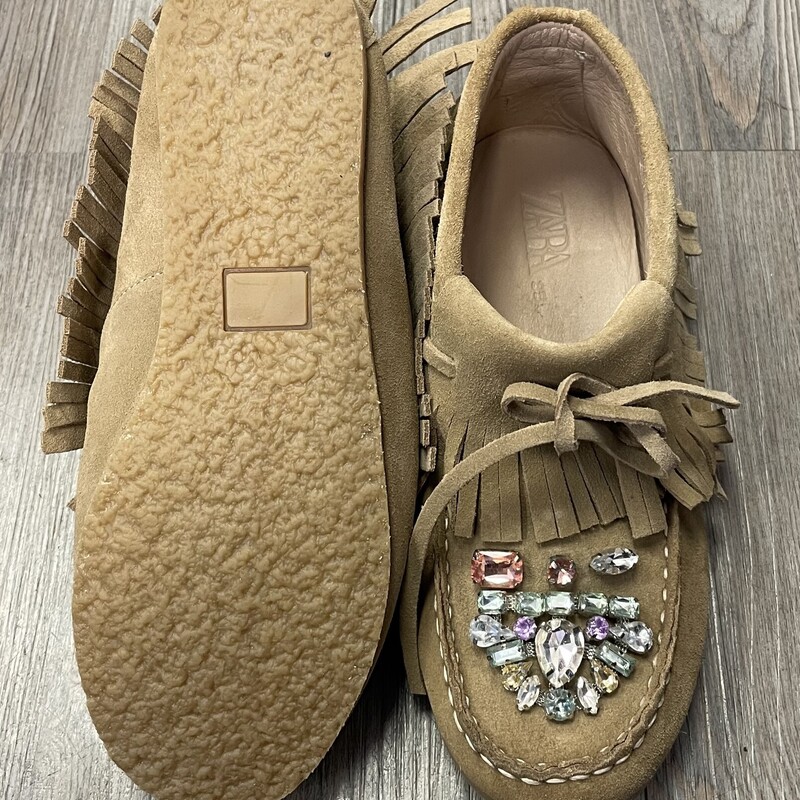 Zara Leather Beaded Shoes, Brown, Size: 4Y
original size eu 35