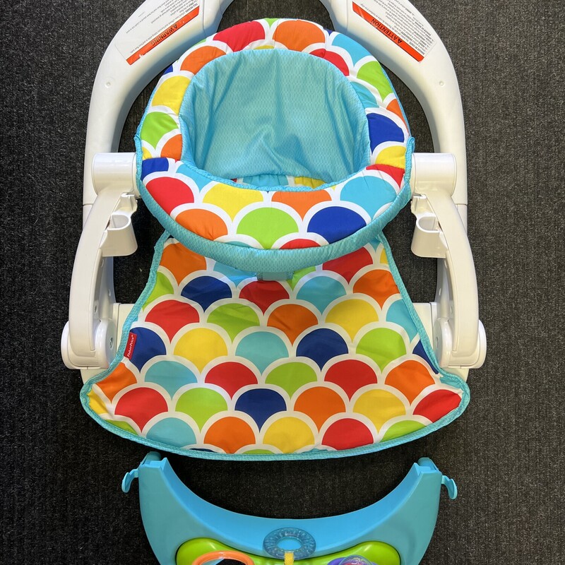 FP Deluxe Sit Me Up, Multi 25lbs Max<br />
<br />
Wide, sturdy base supports baby in an upright position<br />
Removable toy tray with bat-at spinners, clacker beads & teether ring<br />
Convenient snacking tray<br />
Folds flat for space-saving storage or comfort on the go<br />
Soft, cozy seat pad is removable and machine washable