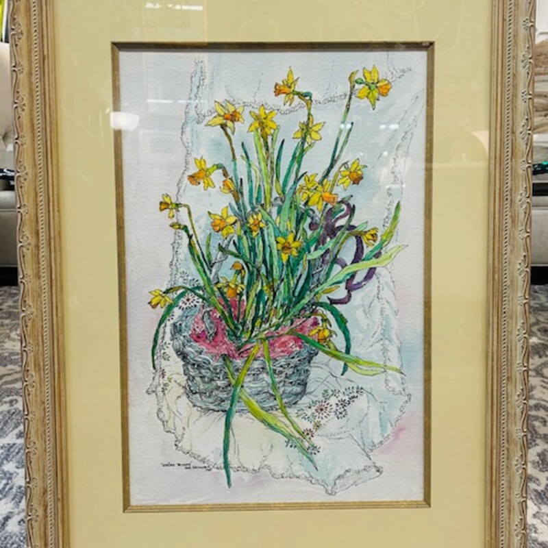 Daffodil Watercolor Print
Green Yellow Pink Size: 24 x 31H