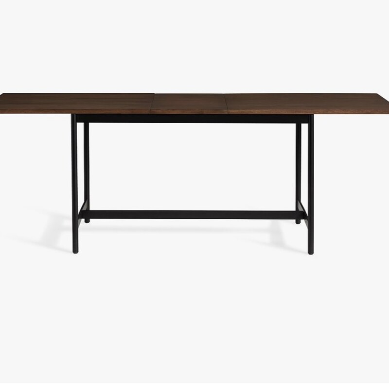 PB Warren Extending<br />
<br />
Size:<br />
Table:  71Lx30Wx30H<br />
With Leaf:  87Lx30Wx30H<br />
Chairs:  17Wx19Dx33H<br />
<br />
With a minimalist mix of materials, Warren has a modern industrial vibe we love. Crafted of rich wood set atop sleek metal tubing, we love its natural warmth and timeless style.<br />
<br />
A mid-century bentwood chair was the inspiration for the Wyatt Wood Dining Chair, which combines sleek metal framing with a gently curved seat and backrest. The chair pairs seamlessly with a range of table styles, from traditional to contemporary.