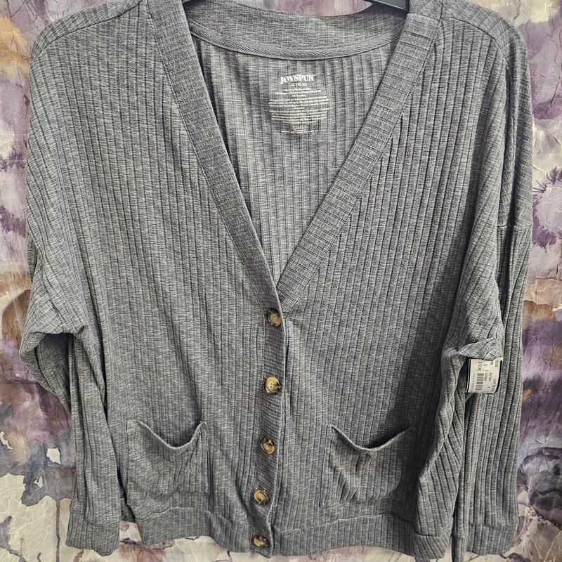 Button up front cardigan in grey and light weight.