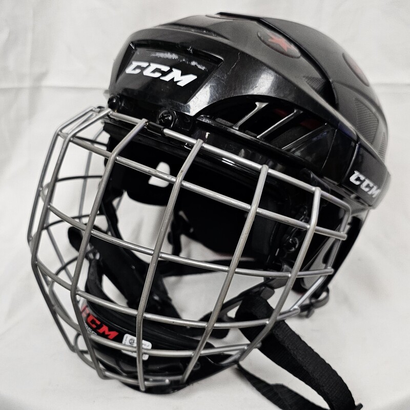 Pre-owned CCM 50 Hockey Helmet Combo, Black, Size: S