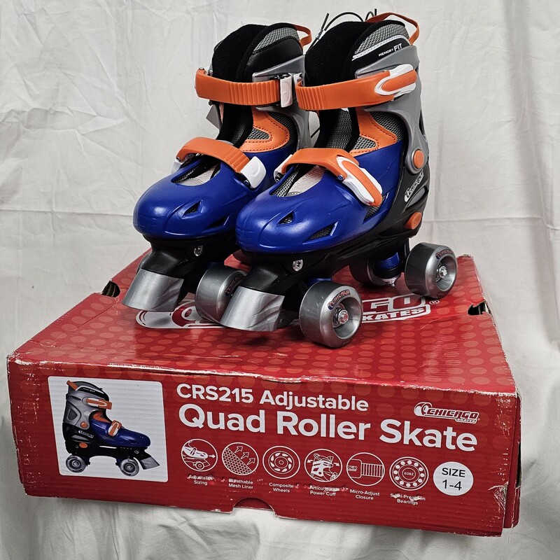 NEW Chicago Adjustable Quad Kids Roller Skates, Size: 1-4