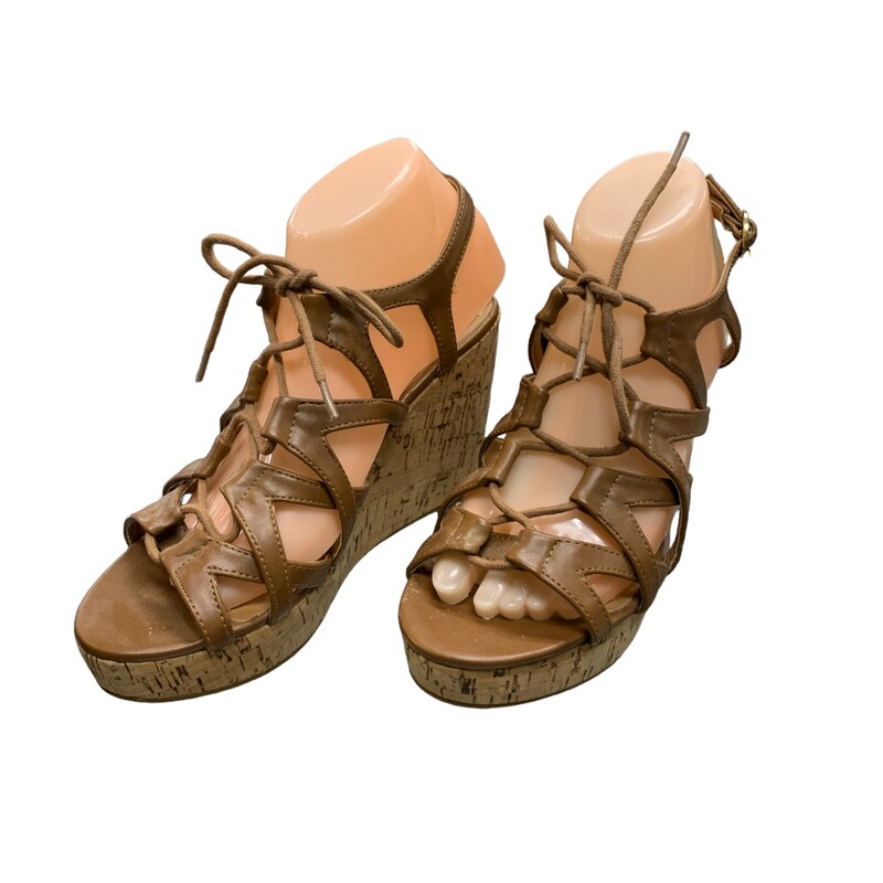 Le Chateau Wedges, Brown, Size: 8