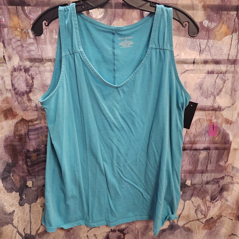 Knit tank in a teal color.