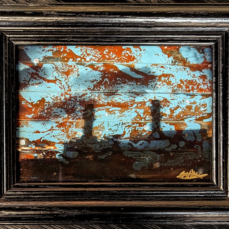 Kristopher Petrenko Industrial Art
Signed - Local Artist
Black Blue Brown
Size: 9.5 x 7.5H