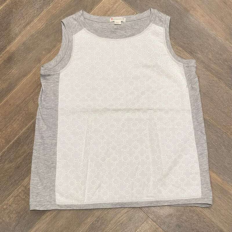 Crewcuts Tank Top, White/gr, Size: 8Y