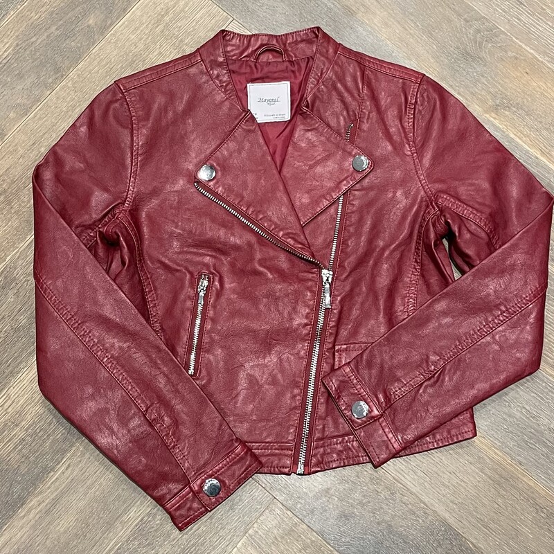 Mayoral Leather Jacket, Red, Size: 10Y