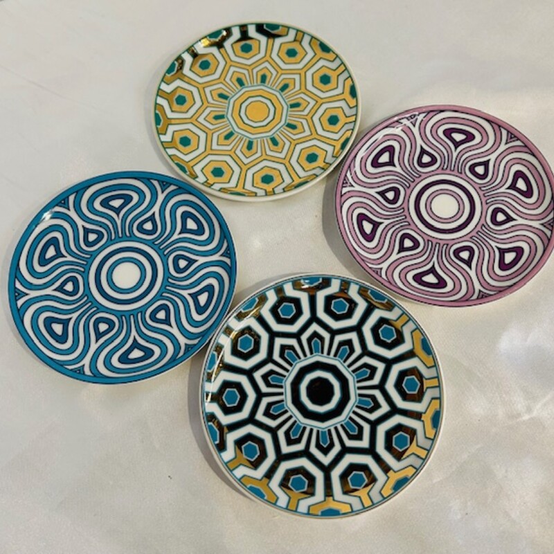 Set of 4 Jonathan Adler Ceramic Coasters
Purple Blue Gold Size: 4diameter