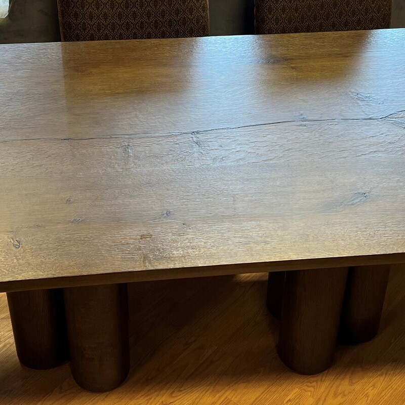 RH Oslo Cylinder Table, Aged Oak<br />
72in wide x 38in wide x 30in tall