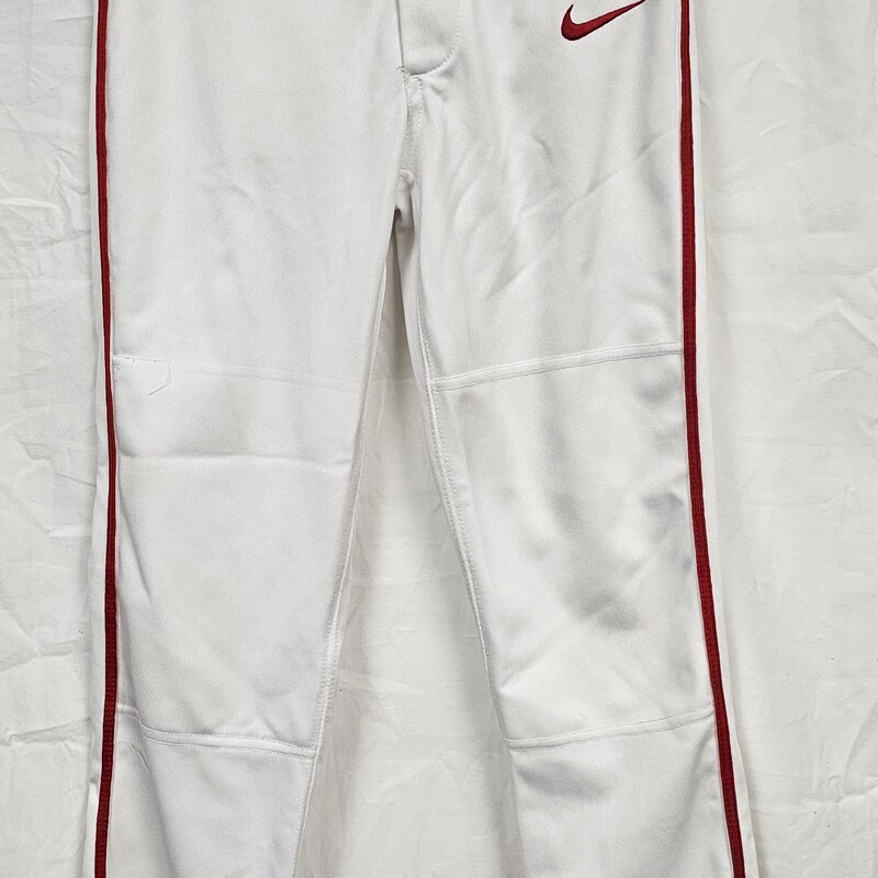 Pre-owned Nike Open Hem Pinstripe Youth Baseball Pants, White & Red, Size: Yth Small