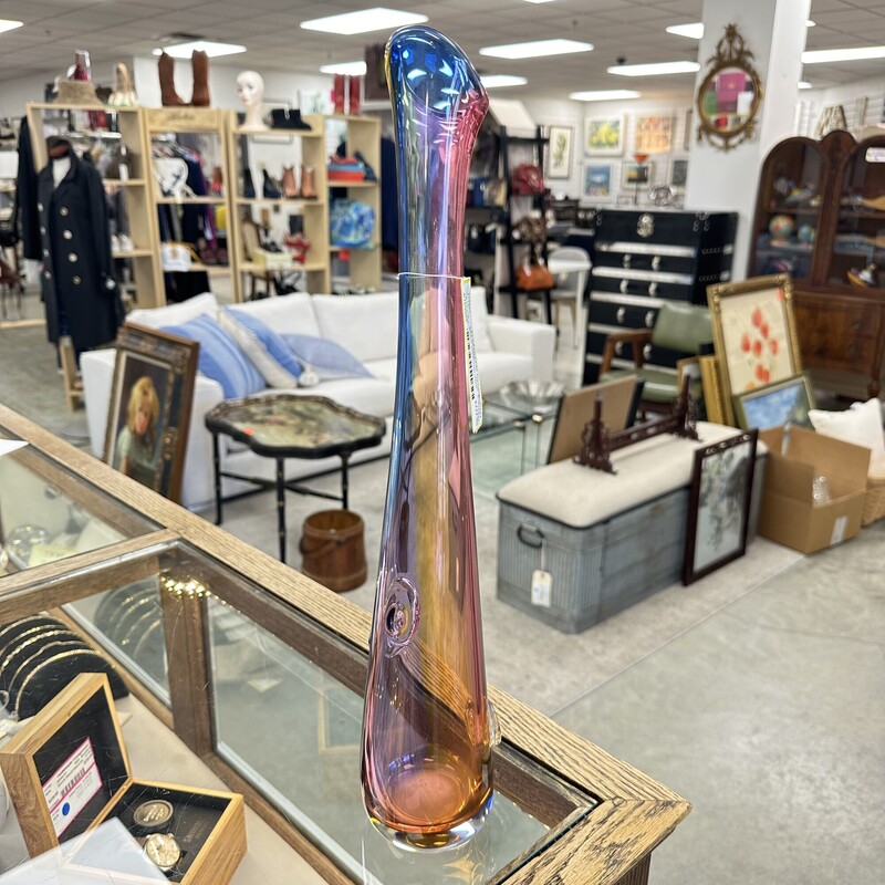 Signed Adam Jablonski Art Glass Vase, Multicolored
Size: 17in
