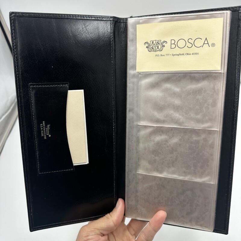 Bosca Leather Card Holder, Black. With original box- never used!<br />
Size: 10x5