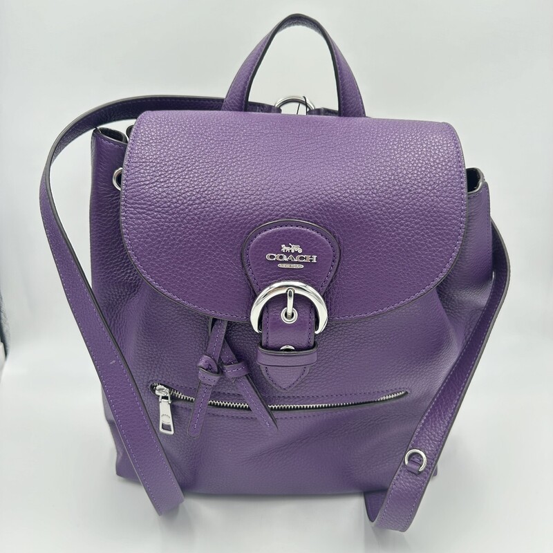 Coach Backpack, Purple Leather
Size: 11x12