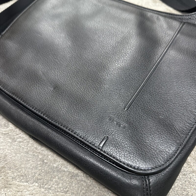 Tumi Leather Crossbody, Black<br />
Size: 12x10