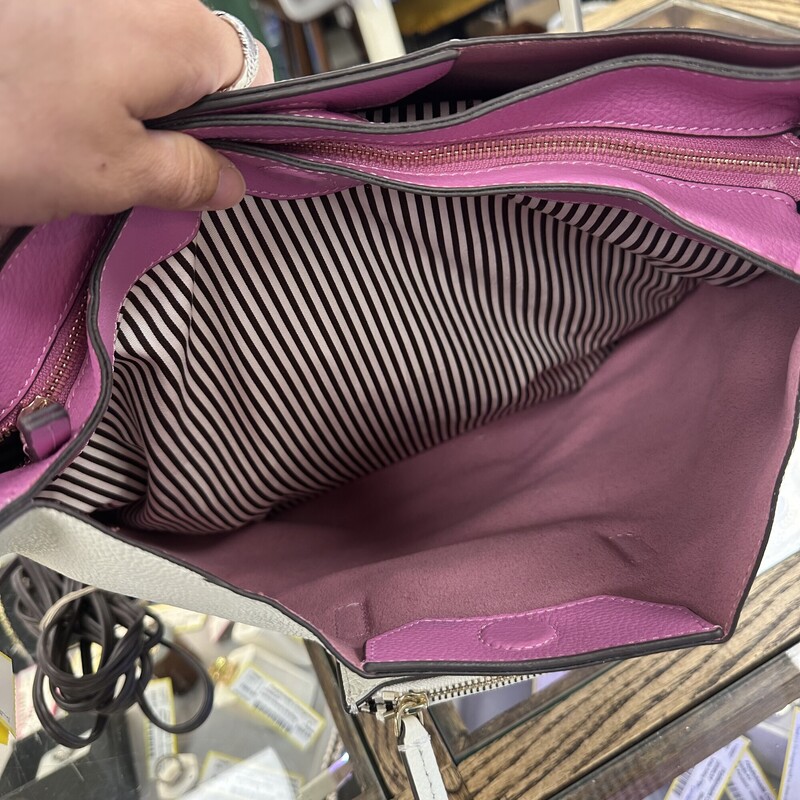 Henri Bendel Leather Shoulder Bag, White/Pink<br />
Size: 16x14