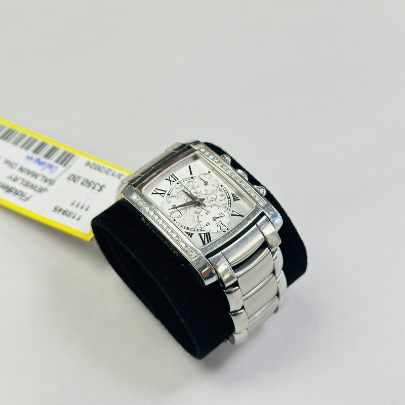 BALMAIN Diamond & Stainless Steel Watch, sold as is (chrono needs repair)