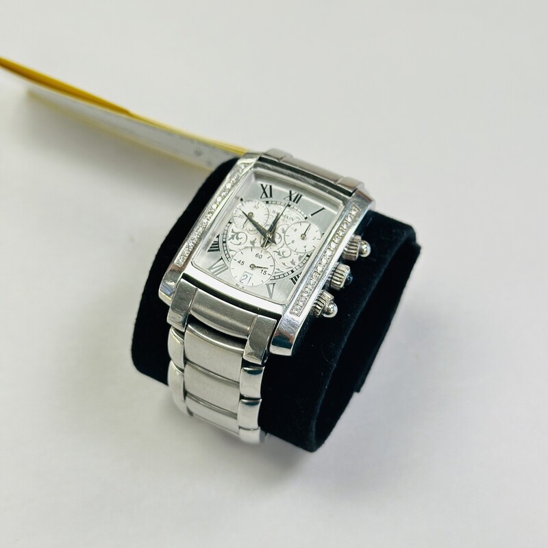 BALMAIN Diamond & Stainless Steel Watch, sold as is (chrono needs repair)