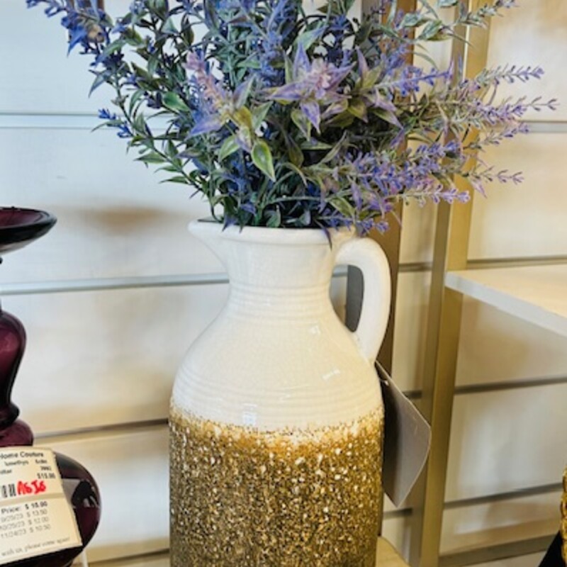 Textured Jug Vase With Lavender
White Brown Purple Green Size: 5 x 18H