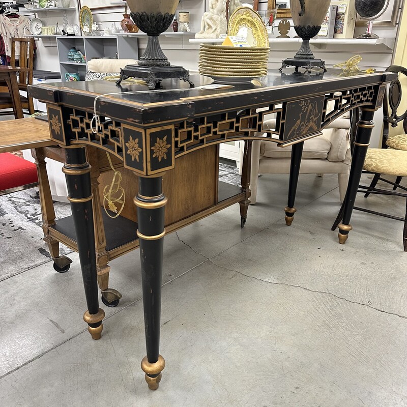 Asian-Style Console Table, Black and Gold
Size: 60x20x36