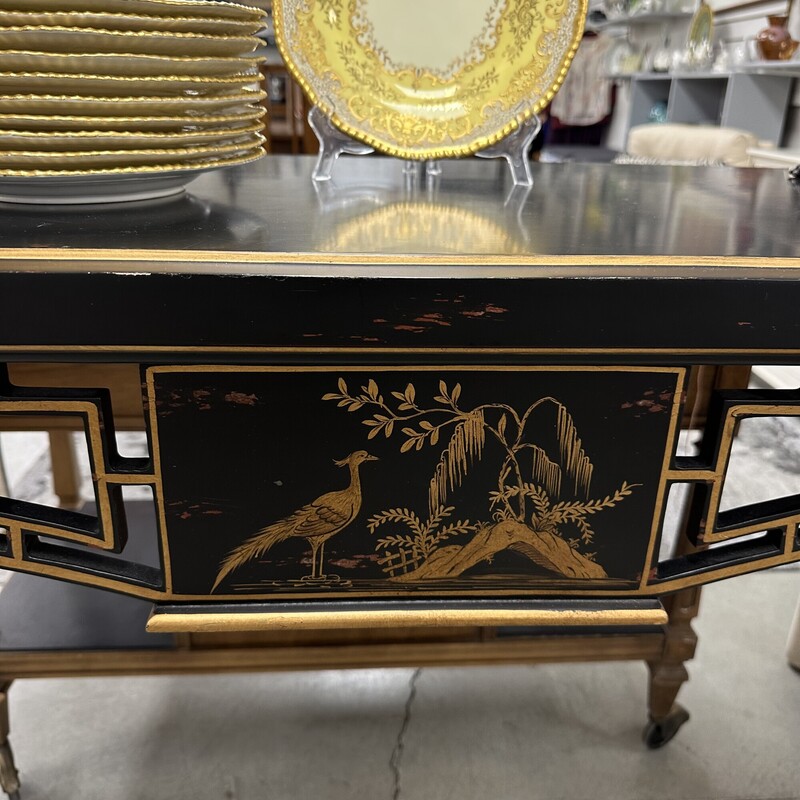 Asian-Style Console Table, Black and Gold
Size: 60x20x36
