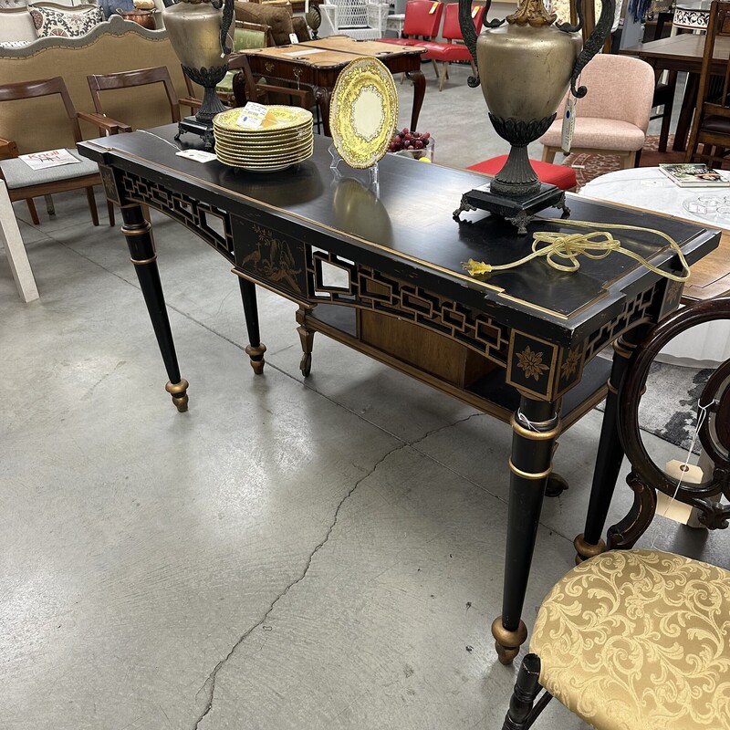 Asian-Style Console Table, Black and Gold<br />
Size: 60x20x36